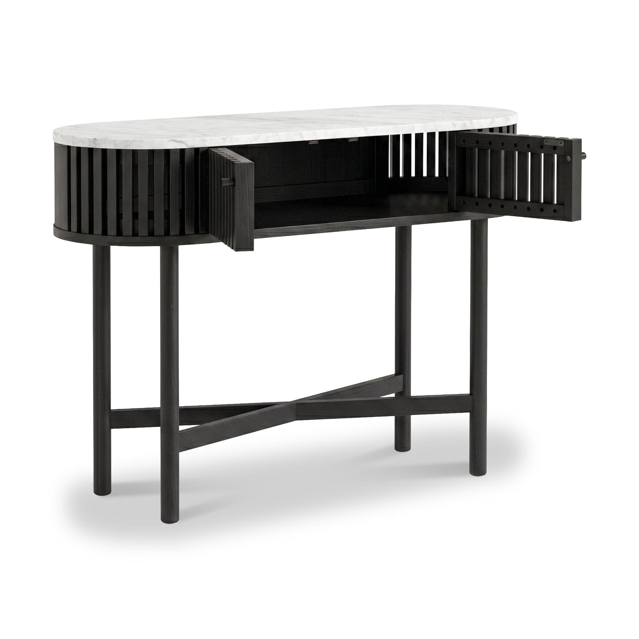Shorwell Black & Marble Oval Console Table