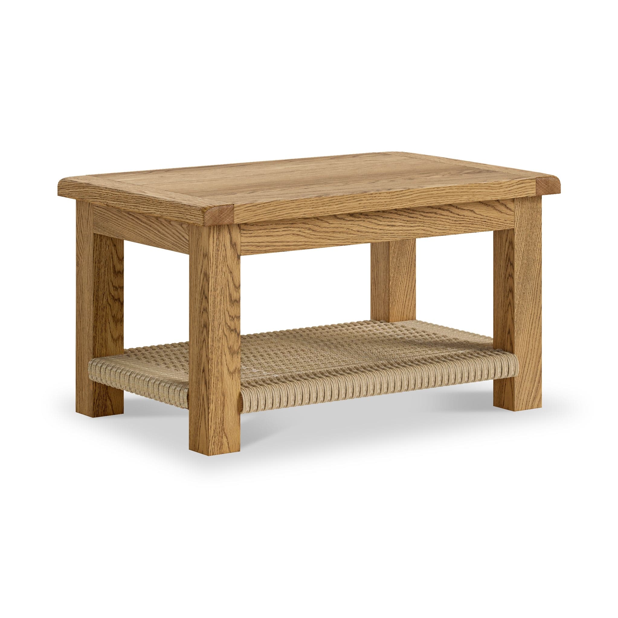 Zelah Oak Coffee Table With Woven Shelf