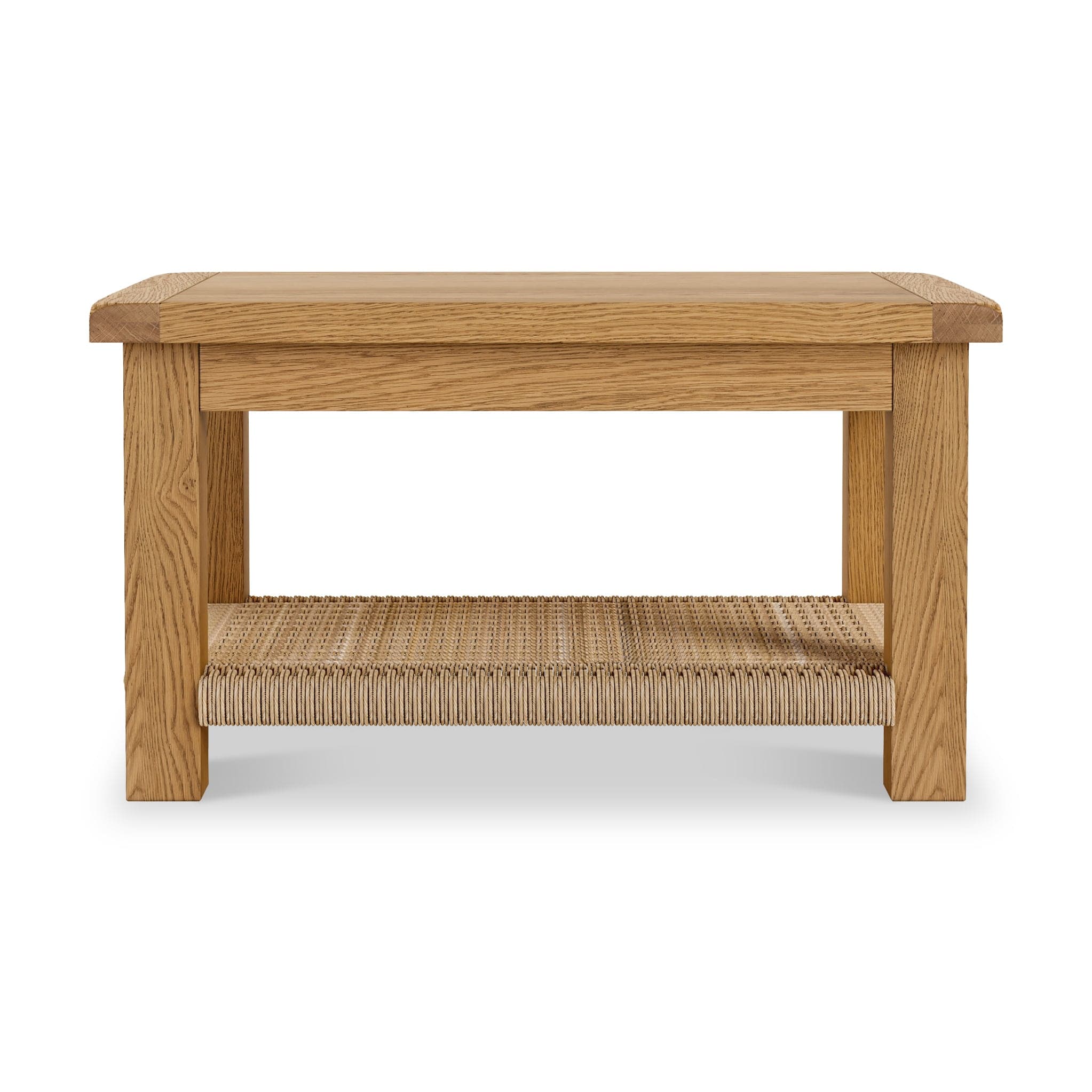 Zelah Oak Coffee Table With Woven Shelf